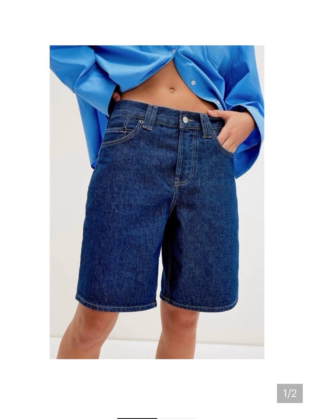 We The Free Men's Denim Bermuda Shorts in Dark Blue Size 27 NWT